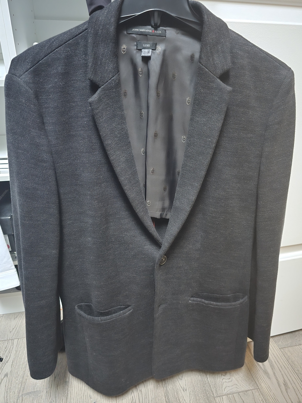 John Varvatos Charcoal Knit Blazer - Single-Button Sport Coat